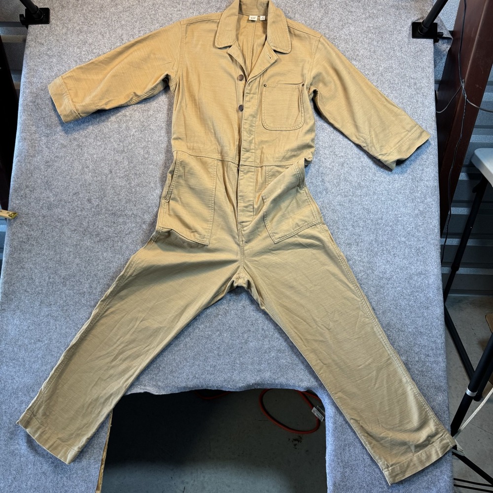 Gap Utility Coverall Jumpsuit XS Tan Khaki‎ 100% Cotton Workwear Boiler Suit